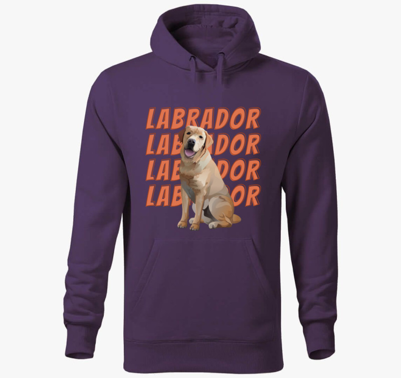 Labrador mintás kapucnis pulóver — Lila