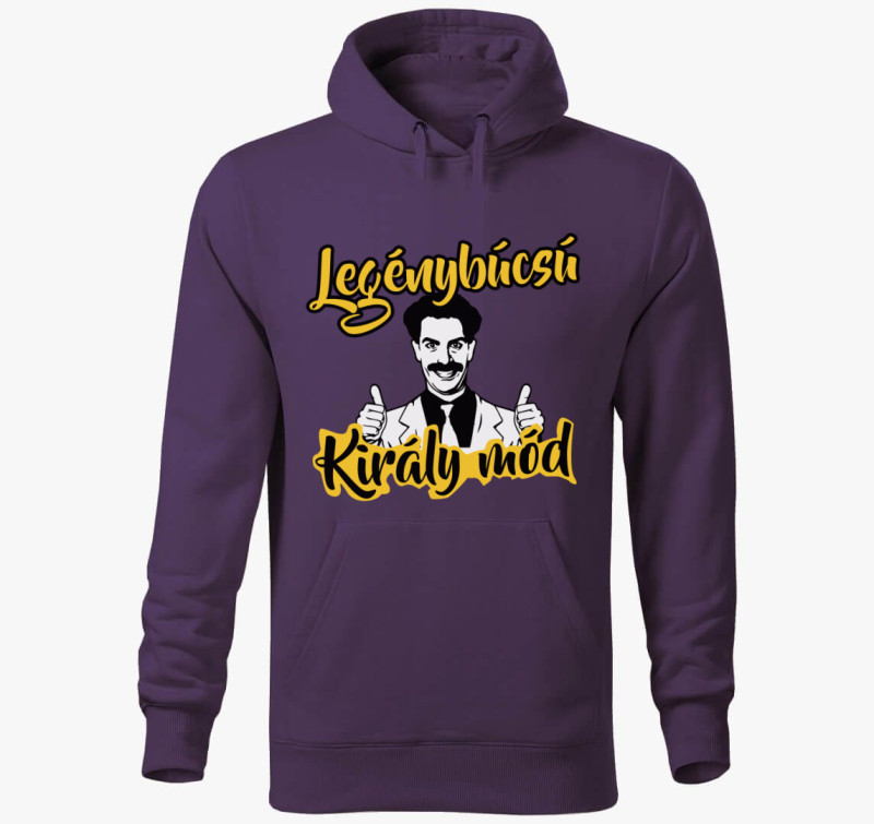 Legénybúcsú Király mód kapucnis pulóver — Lila