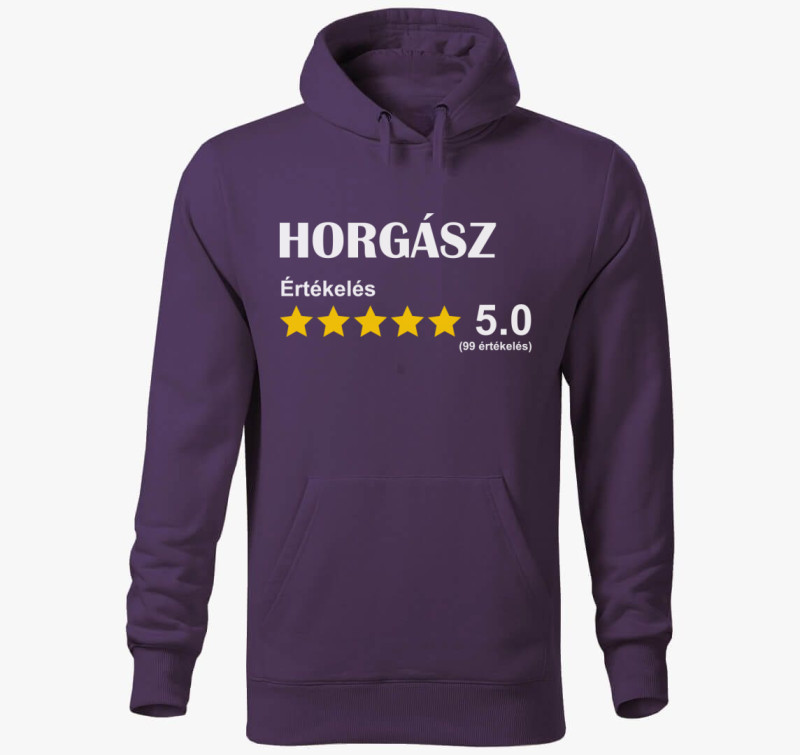 Horgász értékelős kapucnis pulóver — Lila