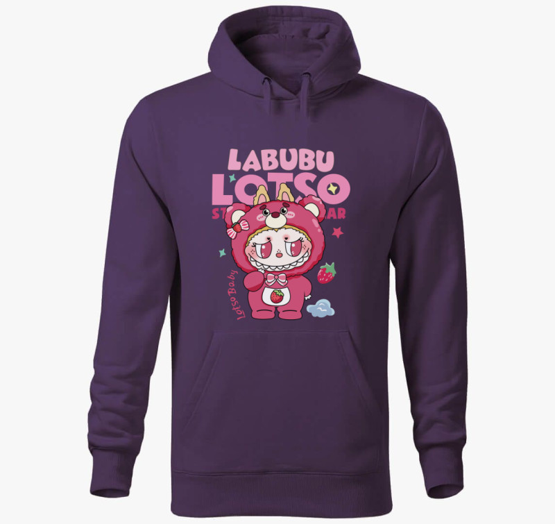 Lotso bear labubu kapucnis pulóver  — Lila