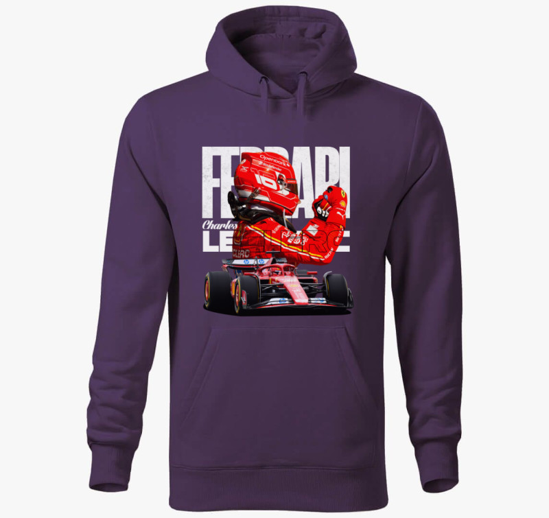 Charles Leclerc Ferrari kapucnis pulóver — Lila