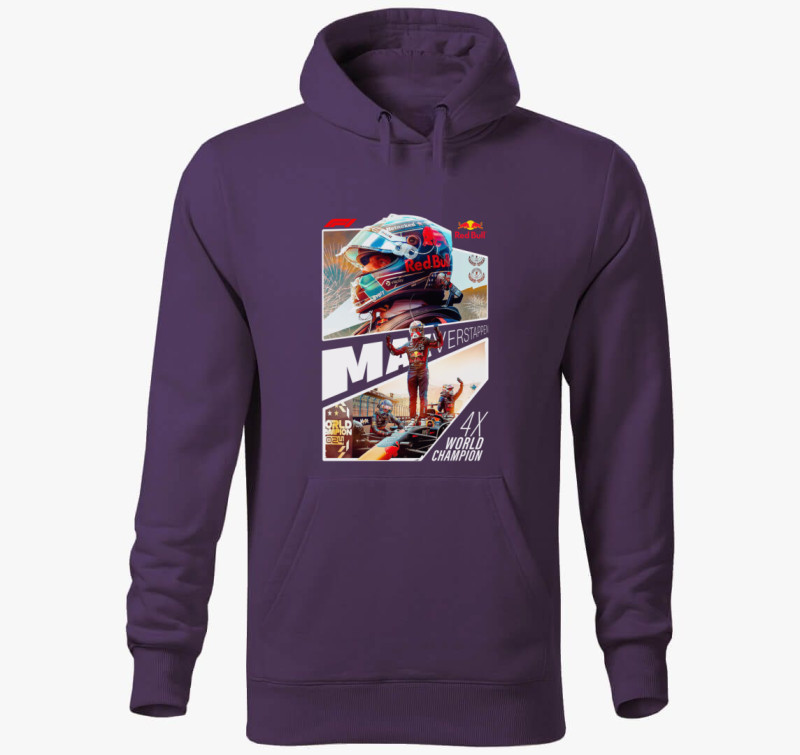 Max Verstappen World Champion kapucnis pulóver — Lila