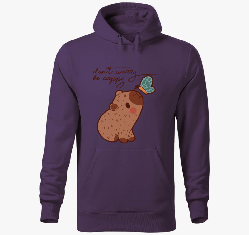 Don't worry be cappy kapucnis pulóver — Lila