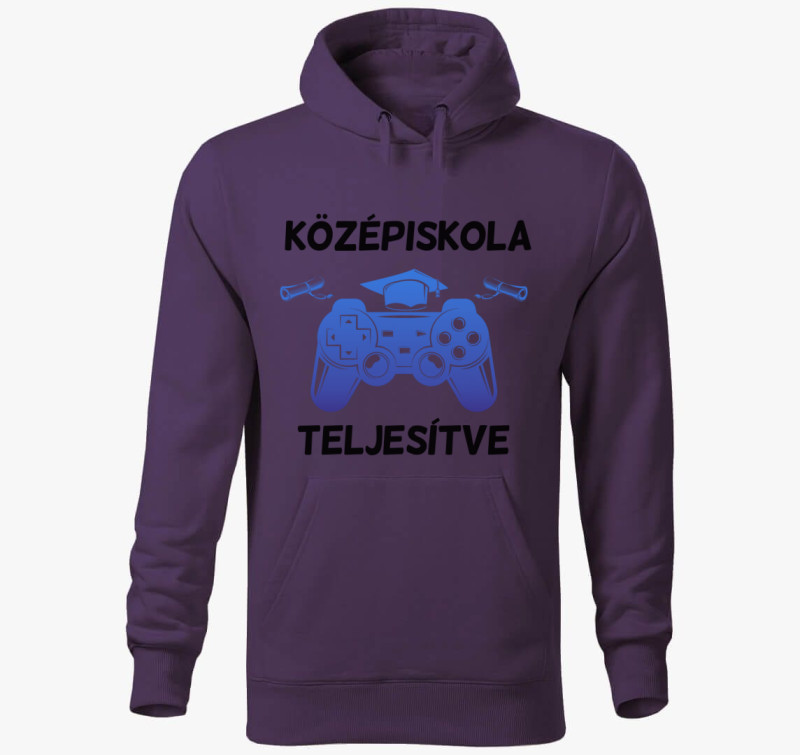 Középiskola teljesítve gamer kapucnis pulóver — Lila