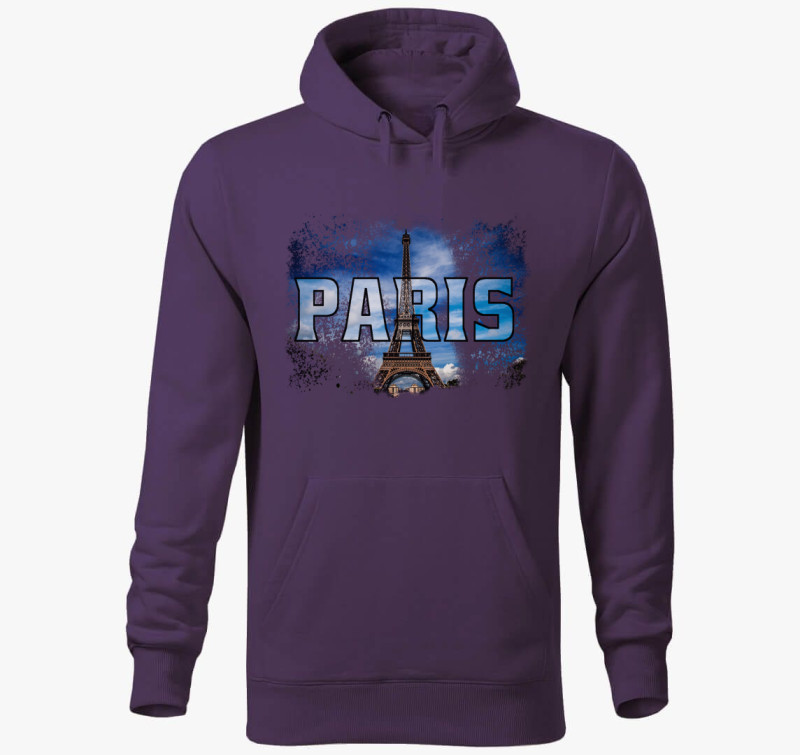 Paris kapucnis pulóver — Lila