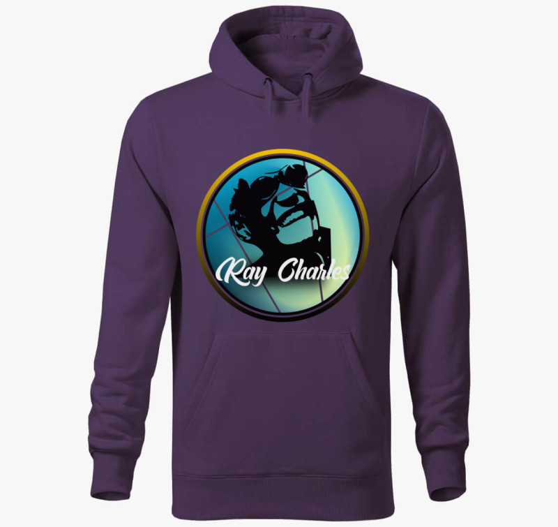 Ray Charles mintás kapucnis pulóver — Lila