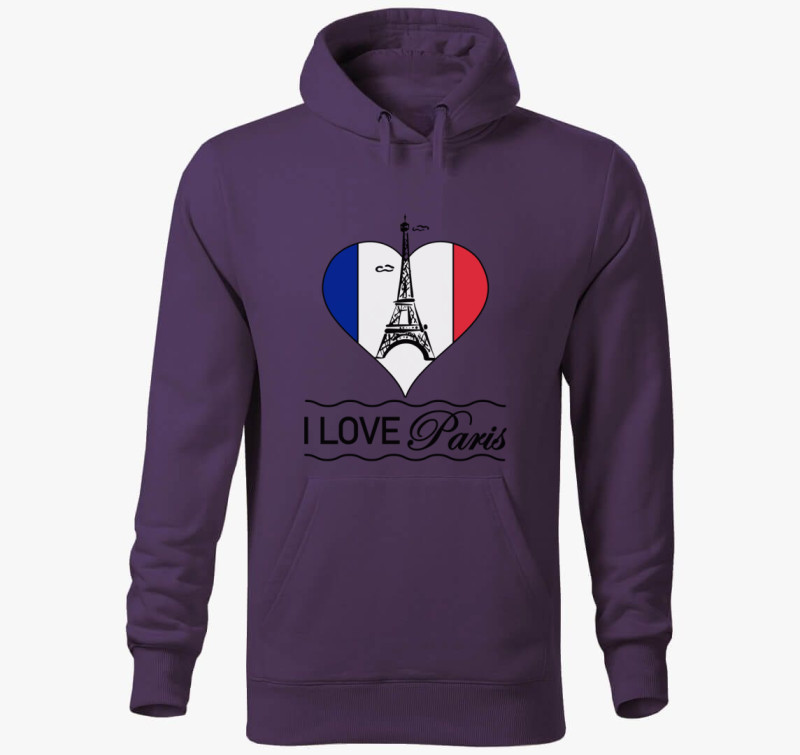 I love Paris kapucnis pulóver — Lila