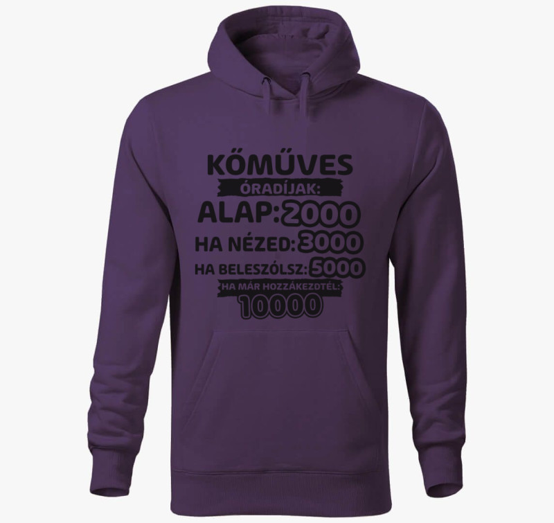 Kőműves óradíjak munka kapucnis pulóver — Lila