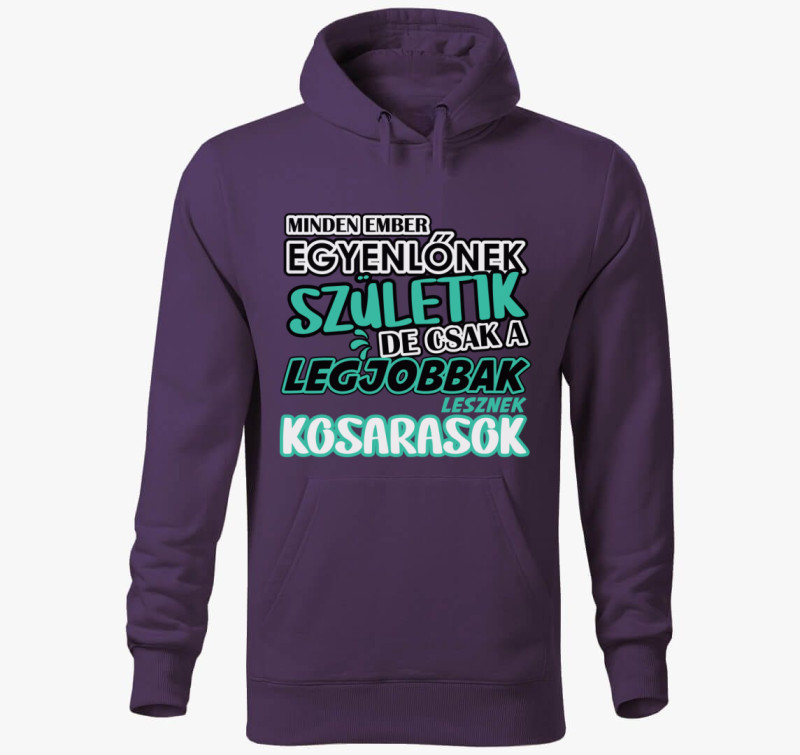 Egyenlőnek születik kosaras kapucnis pulóver — Lila
