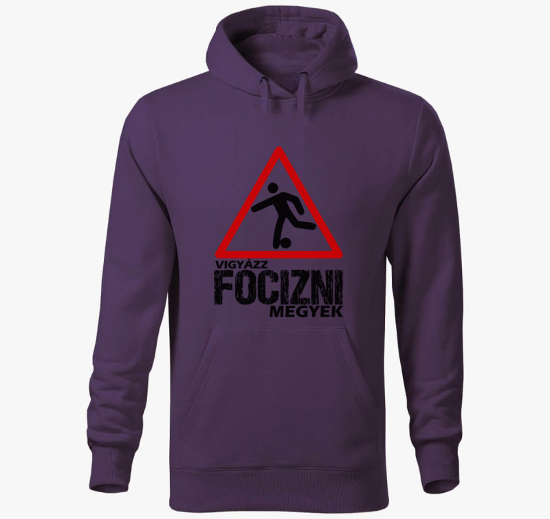 Vigyázz focizni megyek kapucnis pulóver — Lila