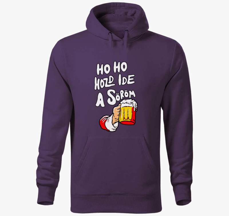 Ho Ho Hozd Ide a Söröm kapucnis pulóver — Lila