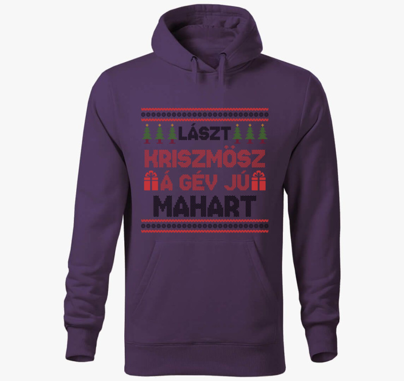 Lászt kriszmösz karácsonyi kapucnis pulóver — Lila