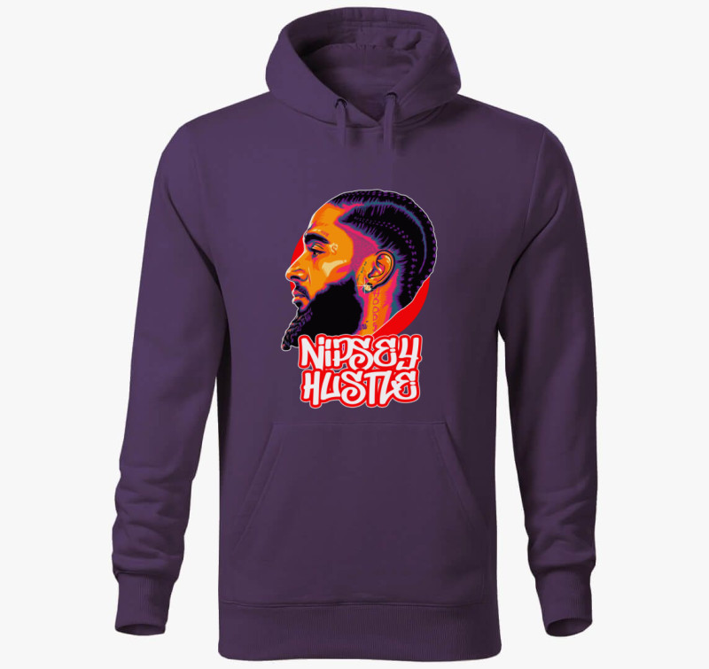 Nipsey Hussle portré kapucnis pulóver — Lila