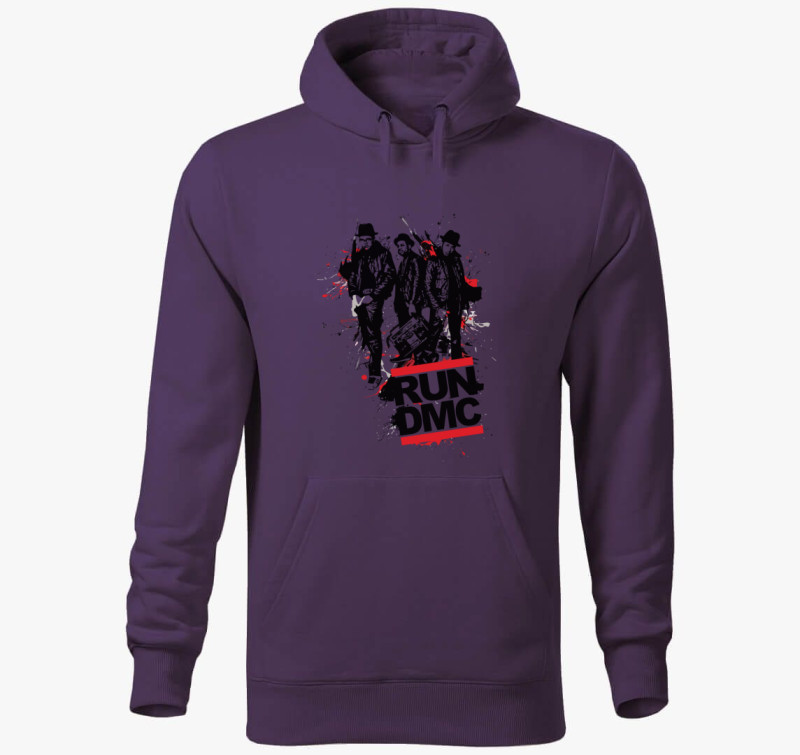 Run DMC art kapucnis pulóver — Lila