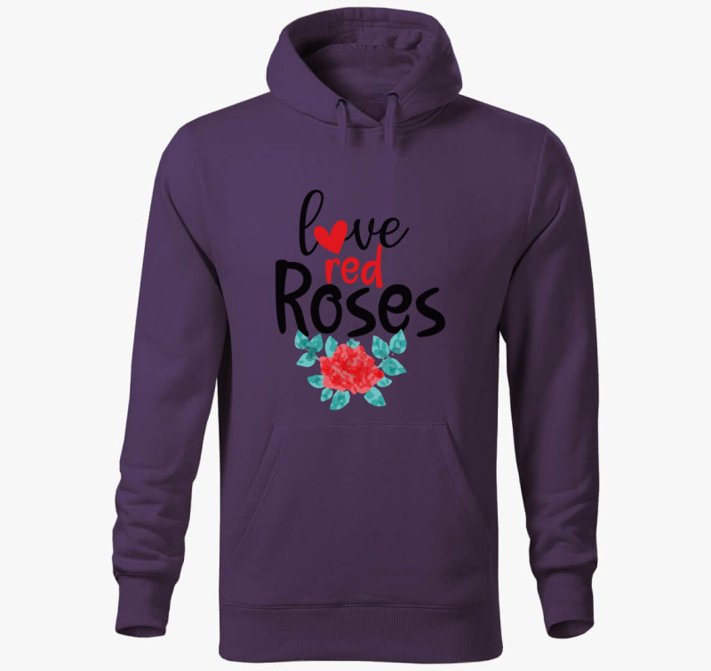 Love Roses kapucnis pulóver — Lila