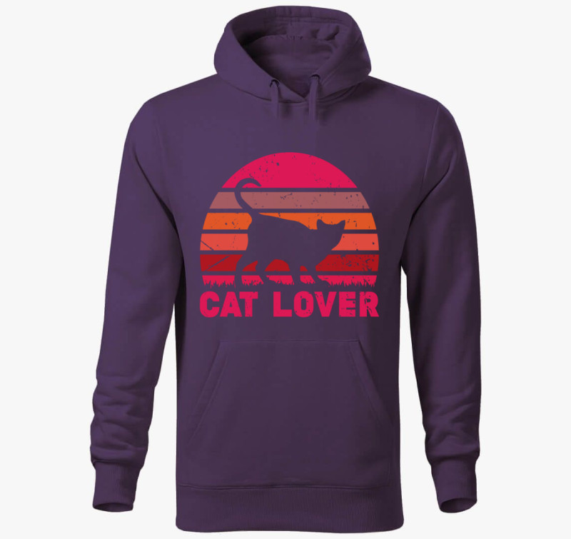 Cat lover kapucnis pulóver — Lila