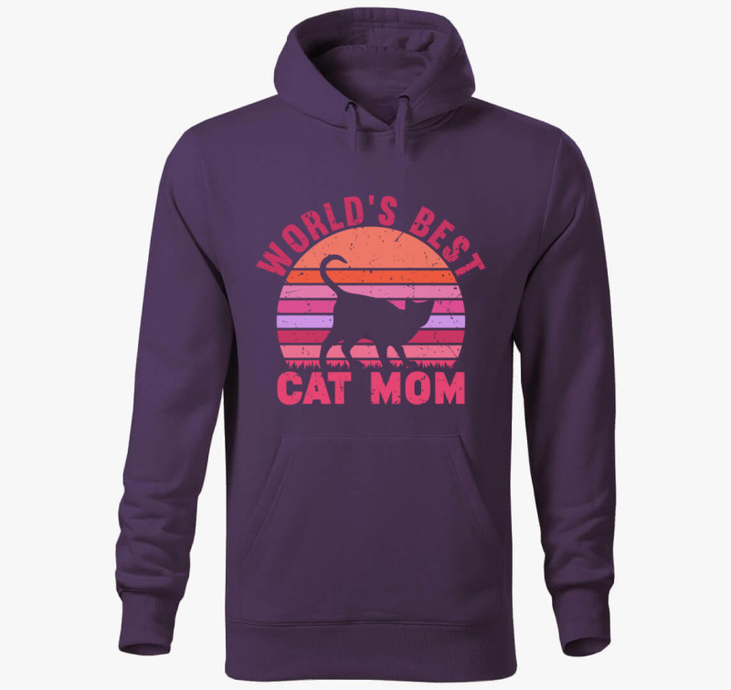 Best Cat Mom kapucnis pulóver — Lila