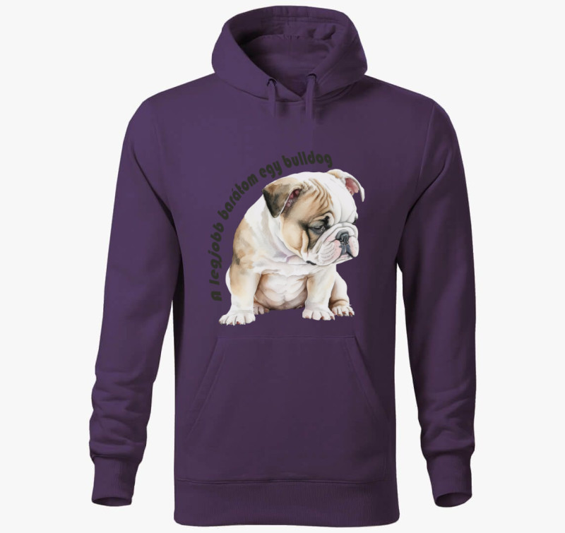 A legjobb barátom egy bulldog kapucnis pulóver — Lila