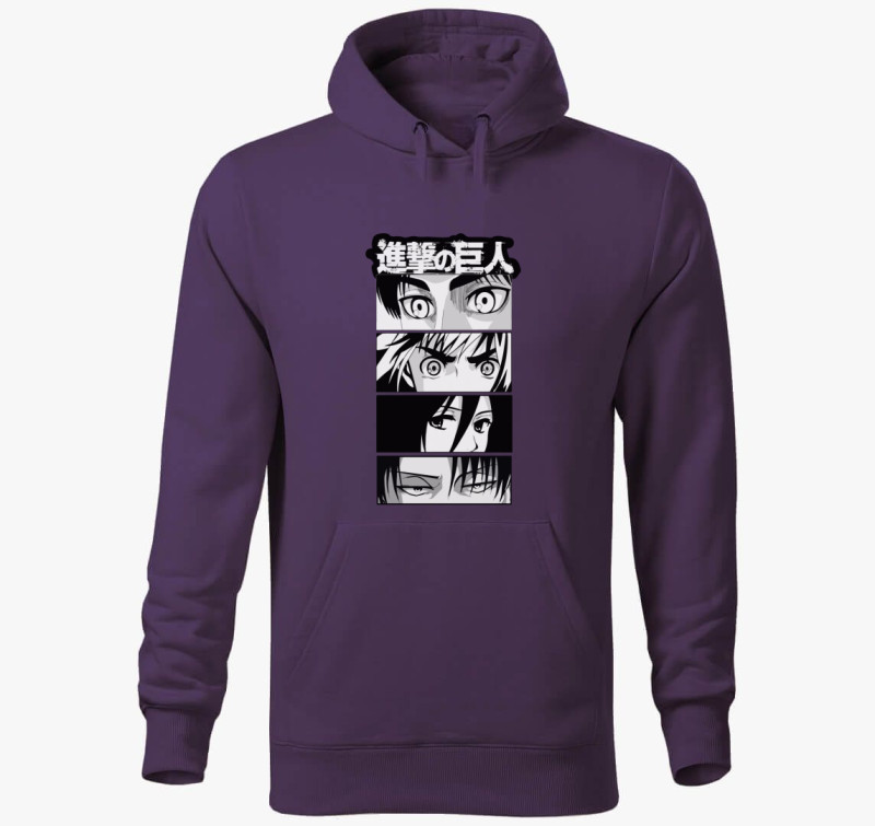 Attack on Titan csapat felirat kapucnis pulóver — Lila