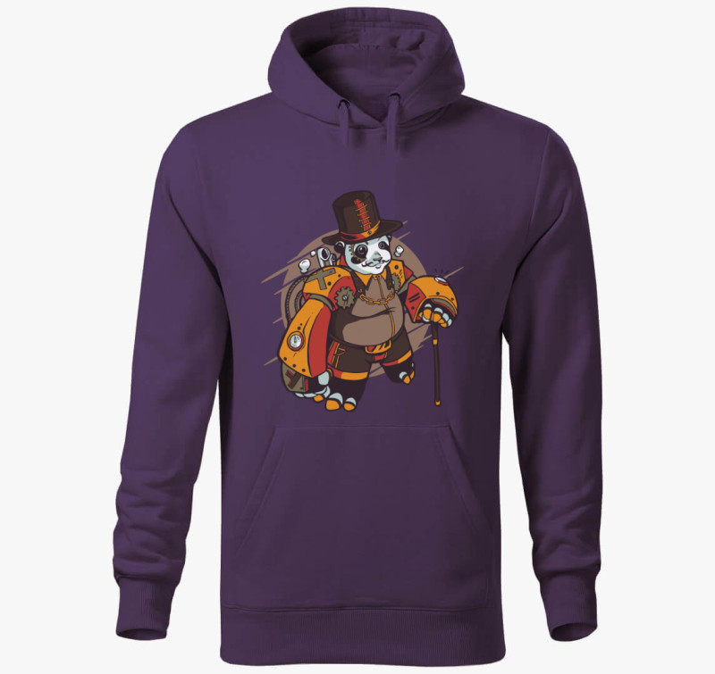 Steampunk Panda kapucnis pulóver — Lila
