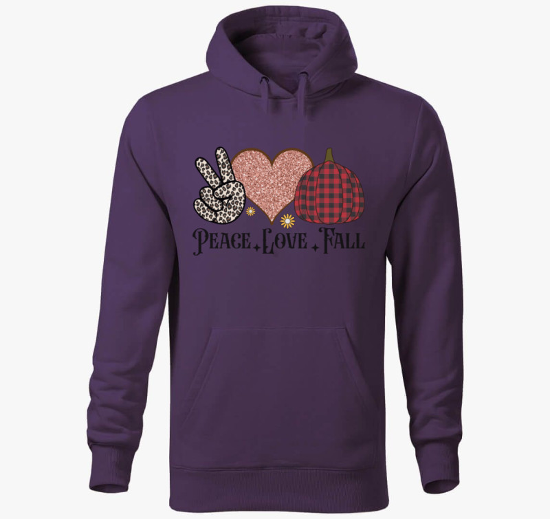 Peace love fall kapucnis pulóver — Lila