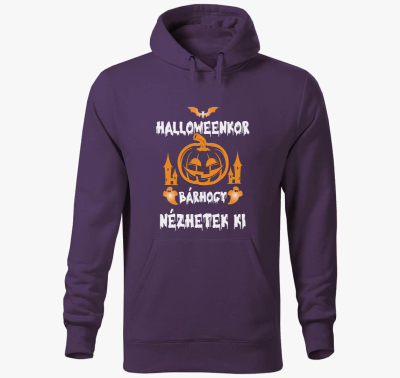 Halloweenkor bárhogy nézhetek ki kapucnis pulóver — Lila