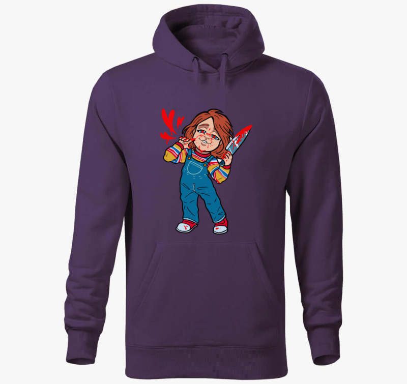 Kawaii Chucky kapucnis pulóver — Lila