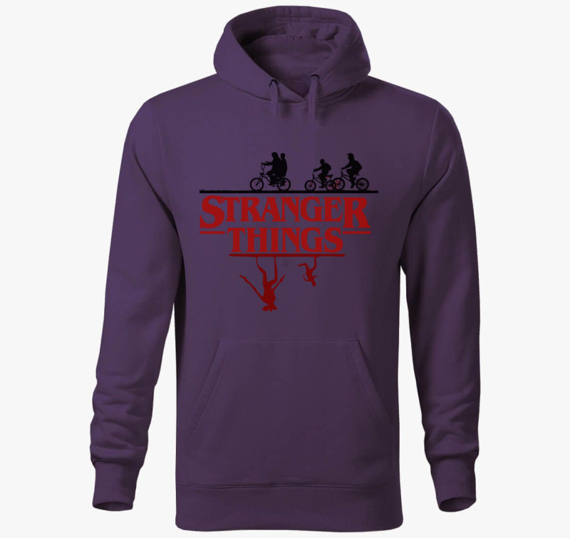 Stranger Things 3 sziluett kapucnis pulóver — Lila