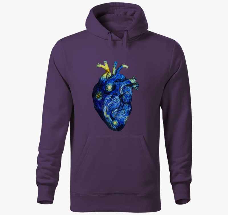 Starry night anatomy heart kapucnis pulóver — Lila