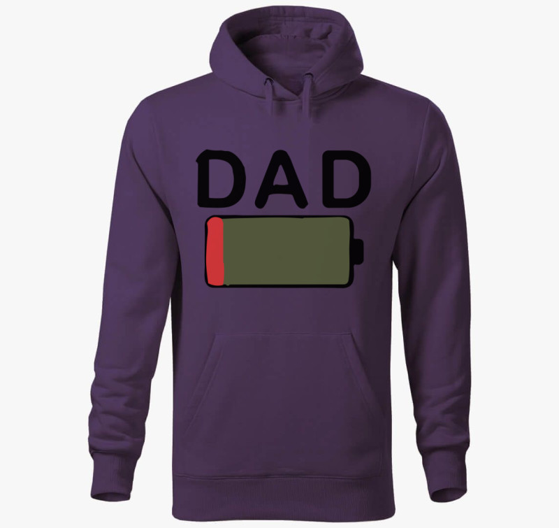 Dad low battery kapucnis pulóver — Lila