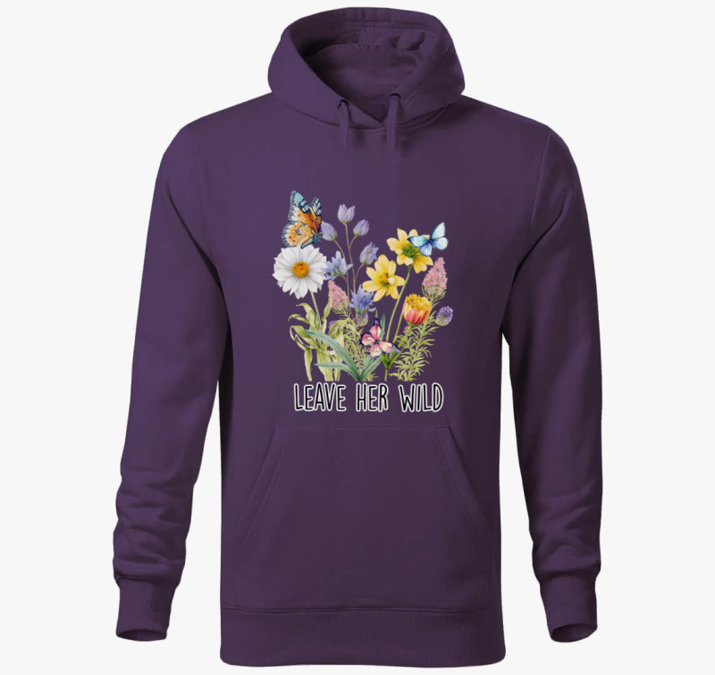 Leave her wild kapucnis pulóver — Lila