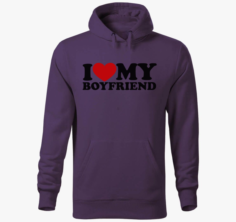 I love my boyfriend kapucnis pulóver — Lila