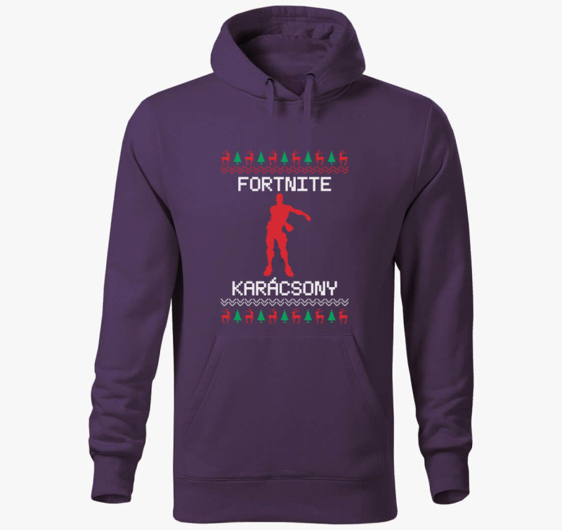 Fortnite karácsony kapucnis pulóver — Lila