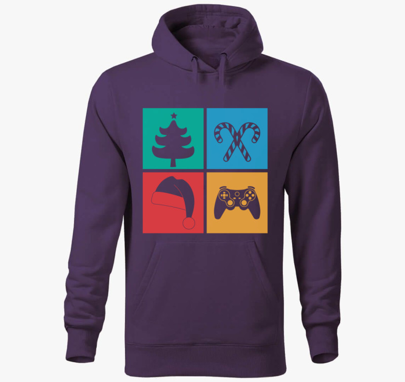 Gamer karácsonyos kapucnis pulóver — Lila
