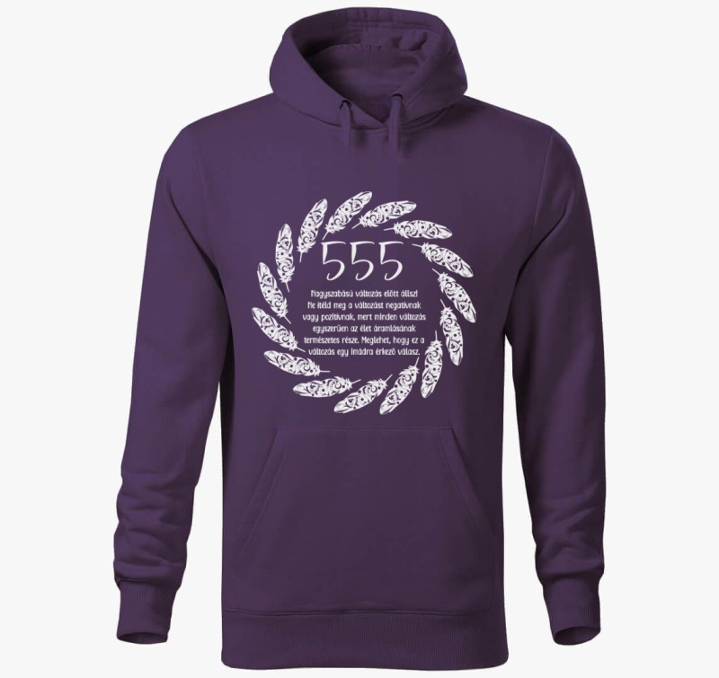 555 angyali szám kapucnis pulóver — Lila