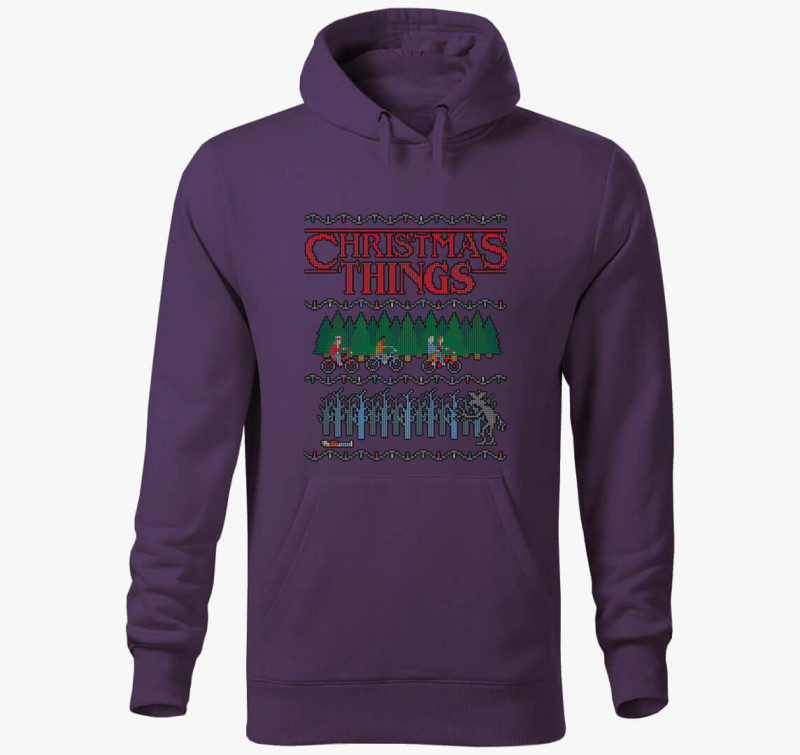Christmas Things - Stranger Things kapucnis pulóver — Lila