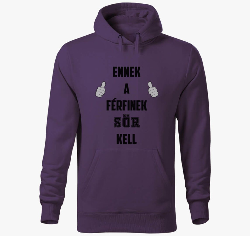 Ennek a férfinek sör kell kapucnis pulóver — Lila