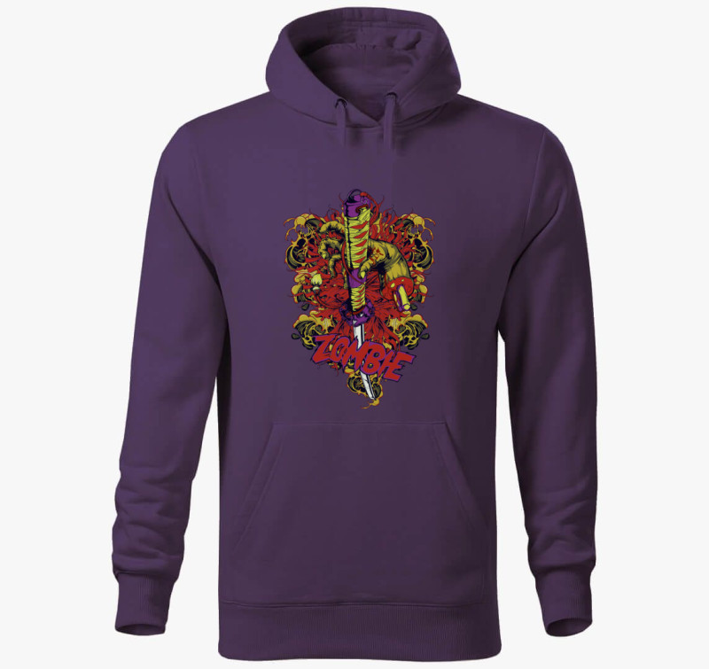Zombi ninja kapucnis pulóver — Lila