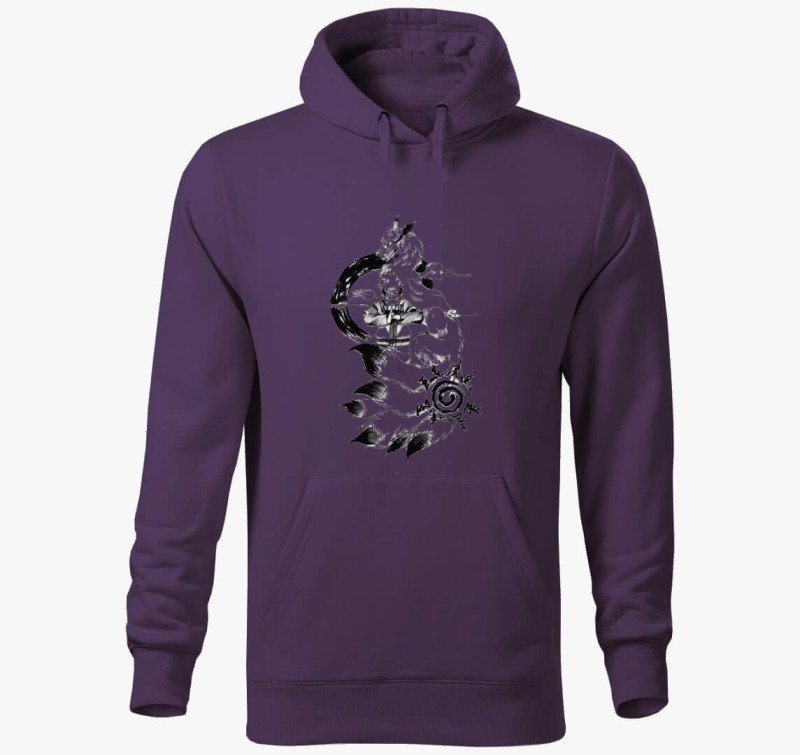 Naruto és Kyuubi kapucnis pulóver — Lila