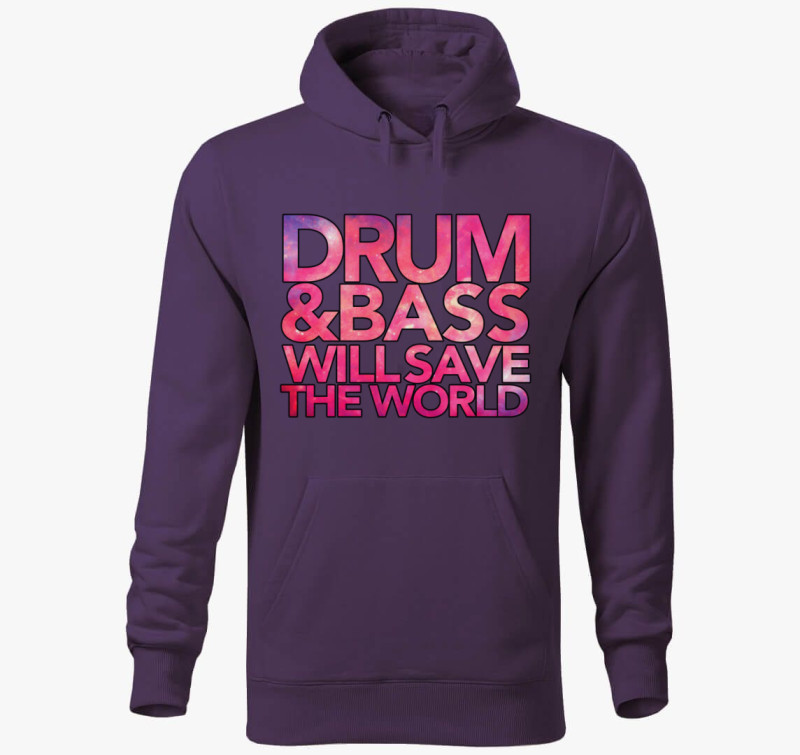 Drum and Bass will save the world kapucnis pulóver — Lila