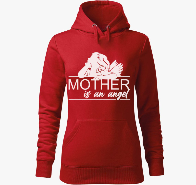 Anya egy angyal fehér kapucnis pulóver — Piros