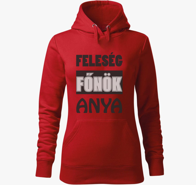 Feleség főnök anya kapucnis pulóver — Piros
