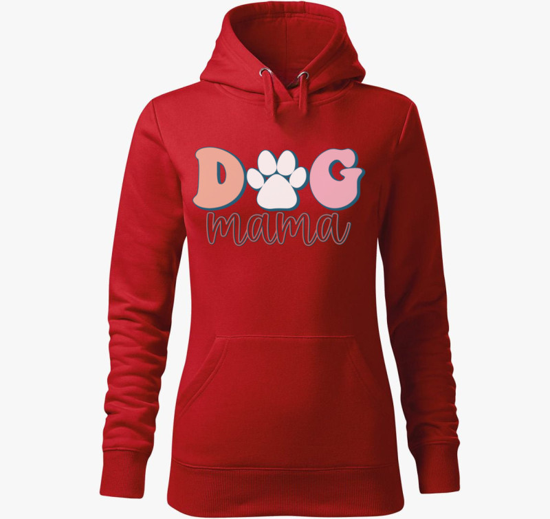 Dog Mama pasztell kapucnis pulóver — Piros