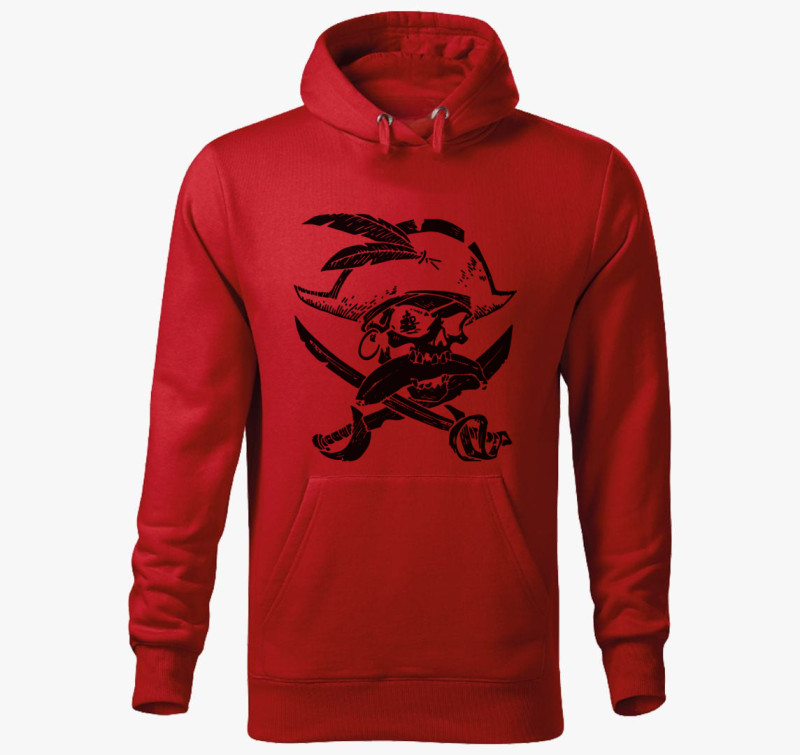 Pirate skull silhouette kapucnis pulóver — Piros