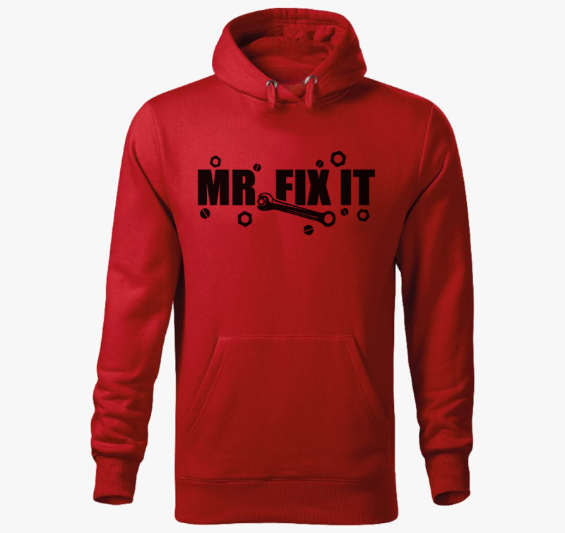 Mr fix it feliratú kapucnis pulóver — Piros