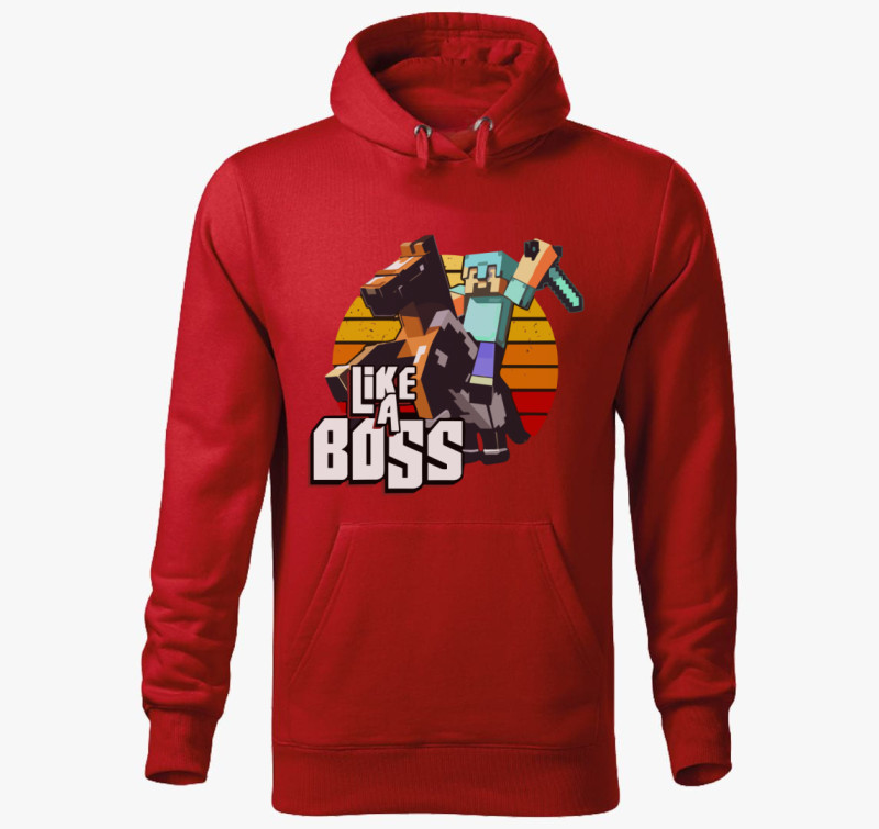 Minecraft Like a boss kapucnis pulóver — Piros