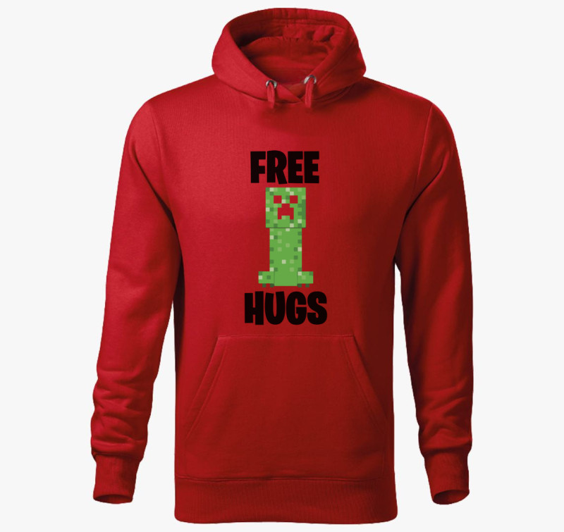 Minecraft free hug kapucnis pulóver — Piros