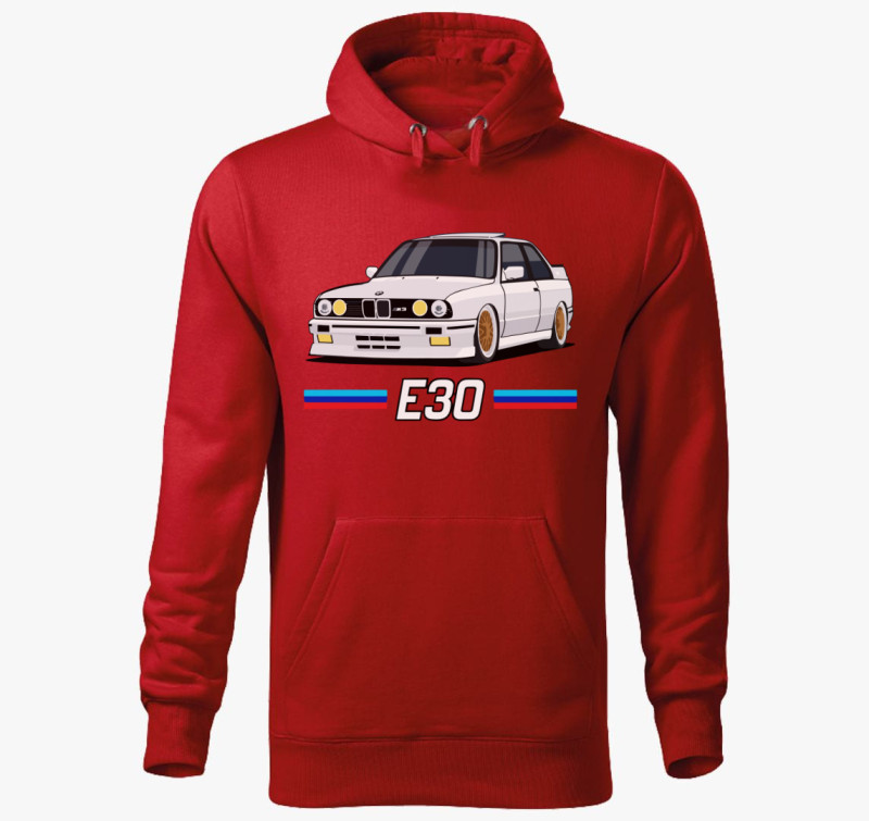 BMW e30 autó kapucnis pulóver — Piros