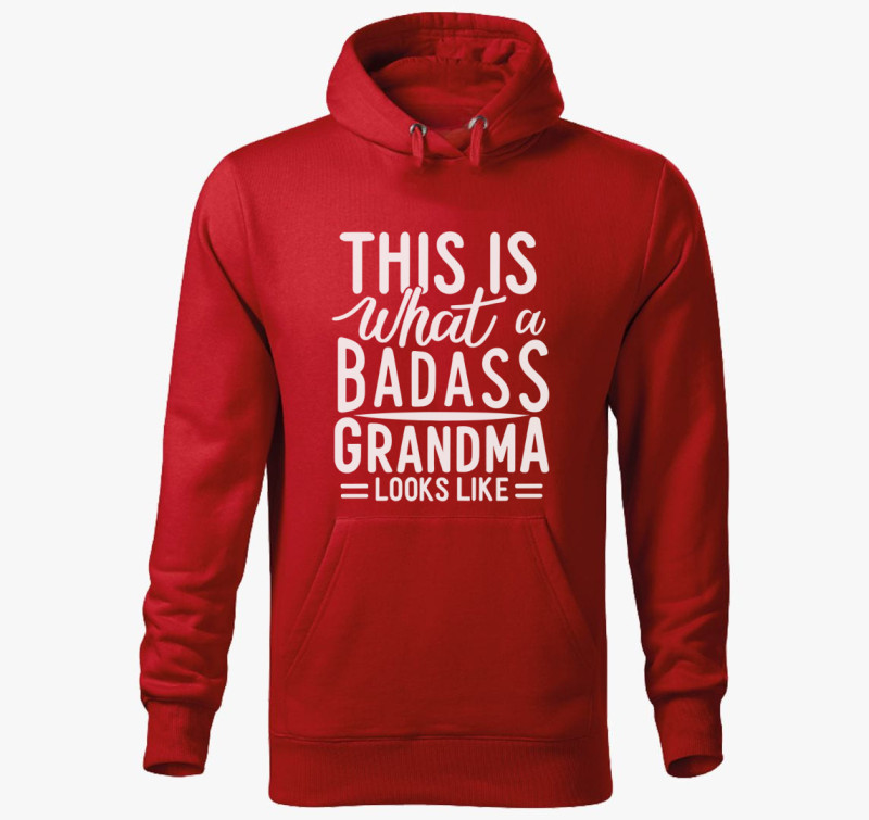 Badass Grandma look kapucnis pulóver — Piros