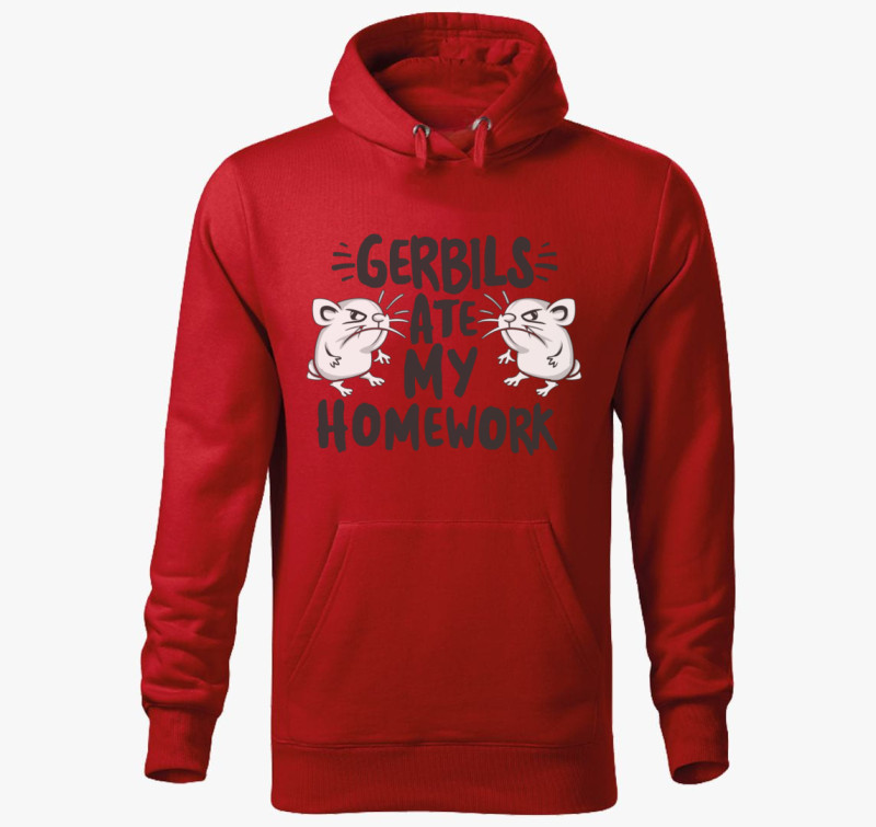 Gerbils ate homework kapucnis pulóver — Piros